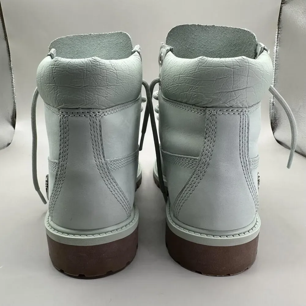 Timberland Boots Big Kids Size 3.5 Mint Green 6 Inch Premium Leather Lug Sole